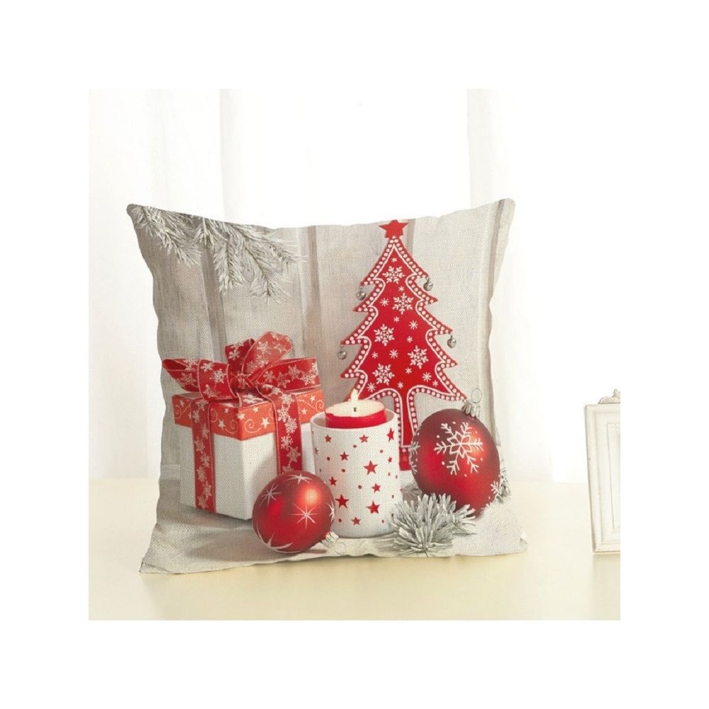Wewoo - Décoration de Noël Coussin Home Office en coton et lin avec oreillertaille 45x45cm cadeau rouge et blanc - Décorations de Noël