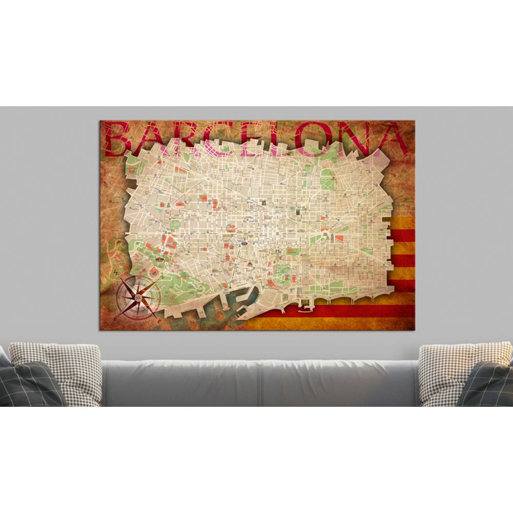 marque generique - 120x80 Tableau en liège Chic Map of Barcelona [Cork Map] - Tableaux, peintures