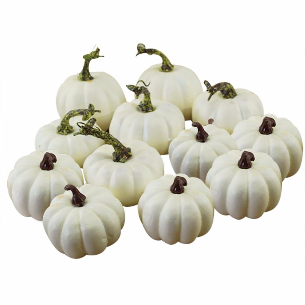 Generic - 12pcs / set Halloween citrouilles artificielles blanches automne Thanksgiving Decor - BLANC - Objets déco