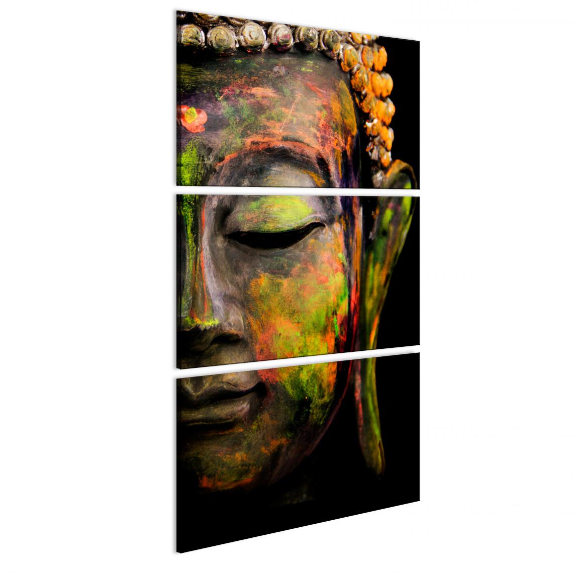 Decoshop26 - Tableau sur toile en 4 panneaux décoration murale image imprimée cadre en bois à suspendre Grand Bouddha I 60x120 cm 11_0009174 - Tableaux, peintures