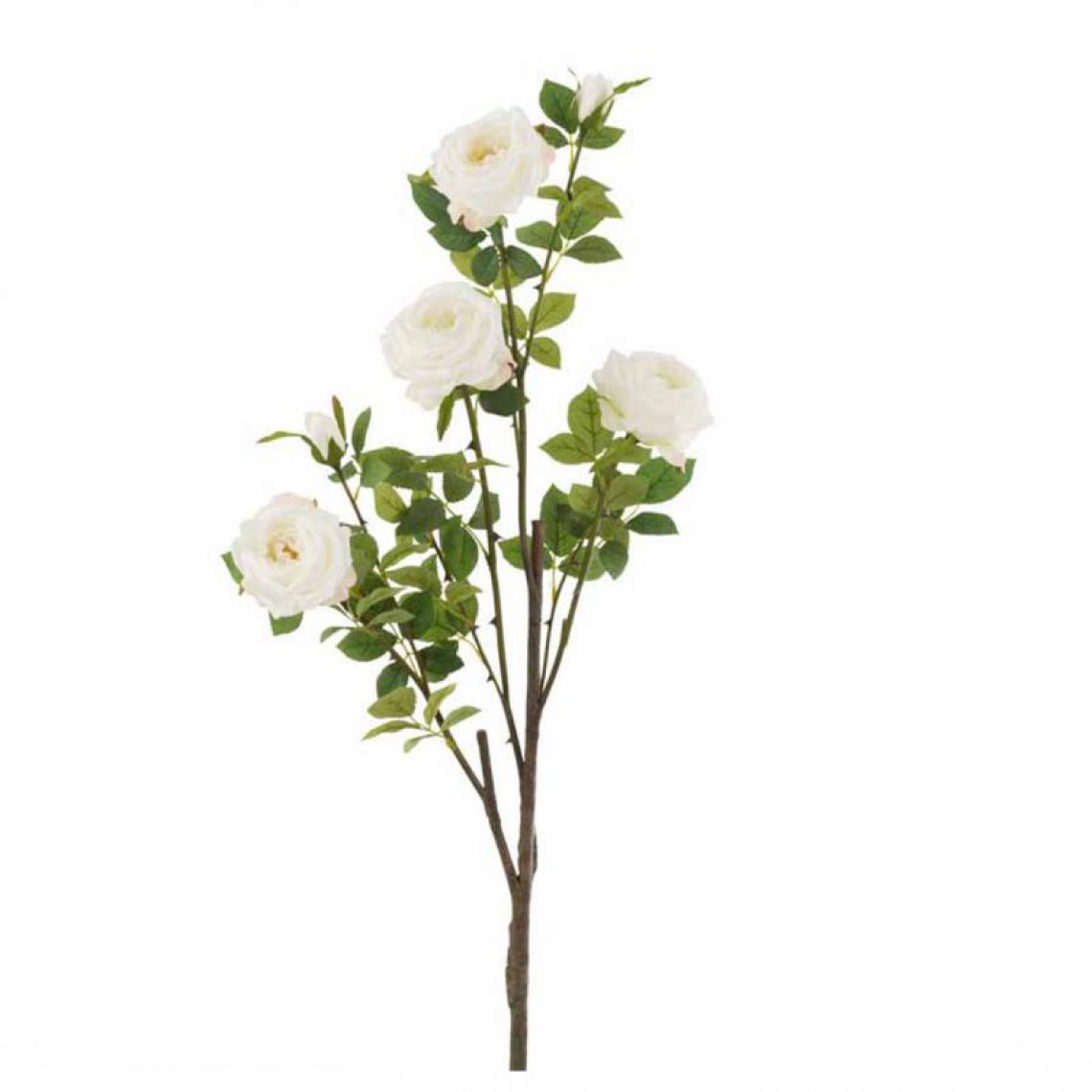 Paris Prix - Fleur Artificielle Roses & Feuilles 86cm Blanc - Plantes et fleurs artificielles