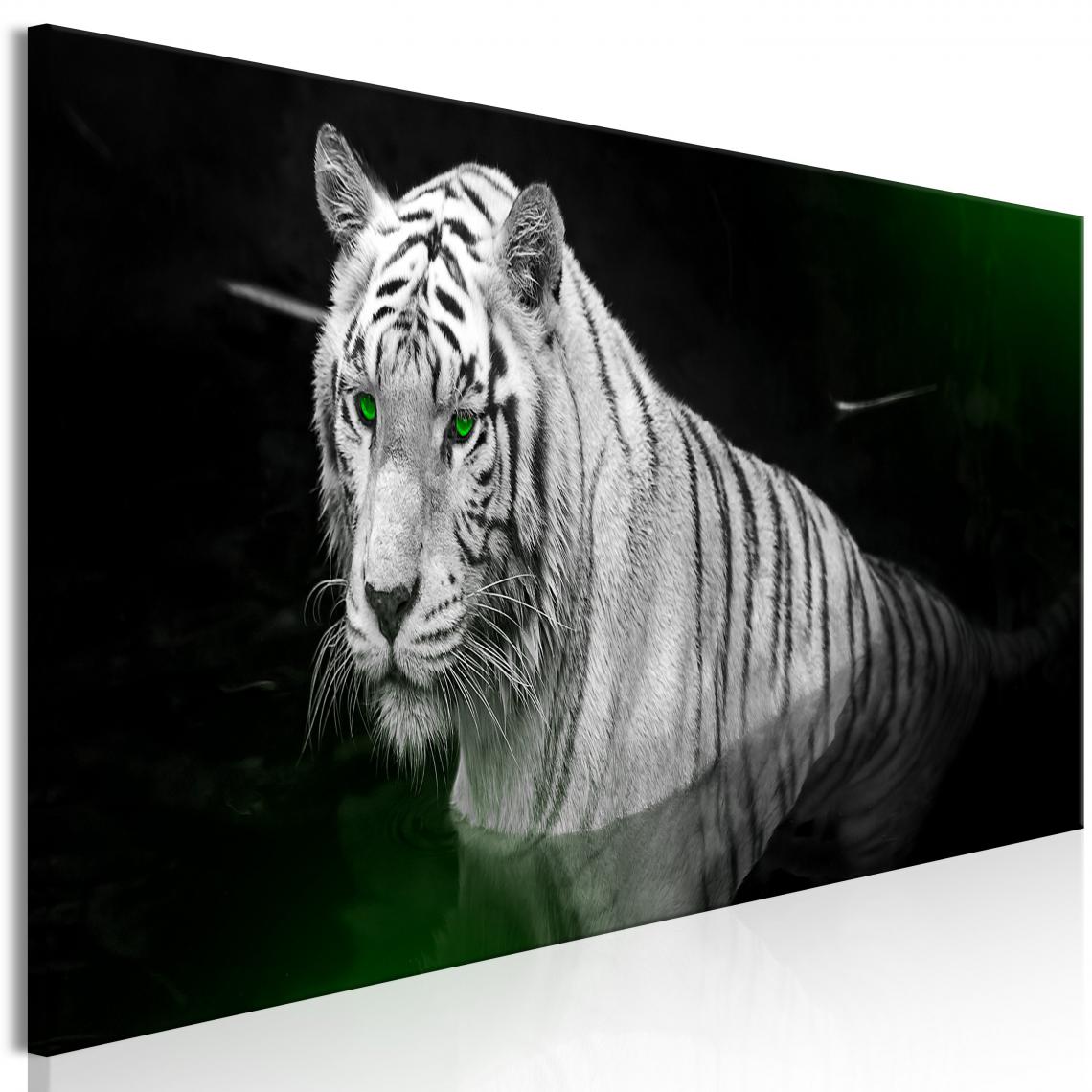Decoshop26 - Tableau sur toile décoration murale image imprimée cadre en bois à suspendre Tigre brillant (1 partie) Vert étroit 120x40 cm 11_0002975 - Tableaux, peintures