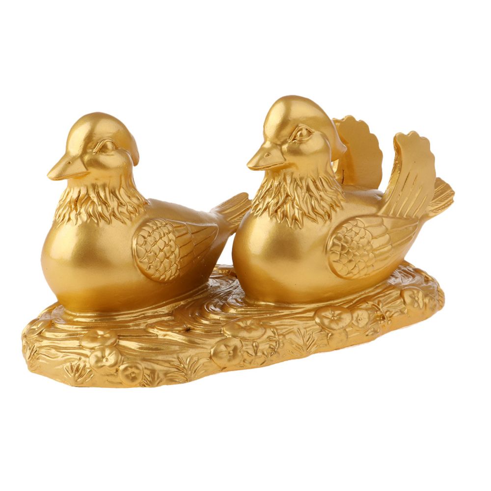 marque generique - feng shui mandarin canards pour l'amour et la romance figurine statue décor or - Objets déco