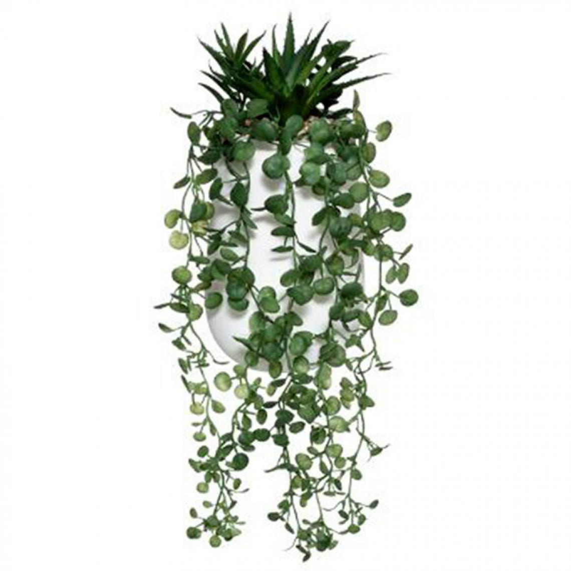 Generic - Plante Artificielle en Pot Compo 33cm Blanc & Vert - Plantes et fleurs artificielles