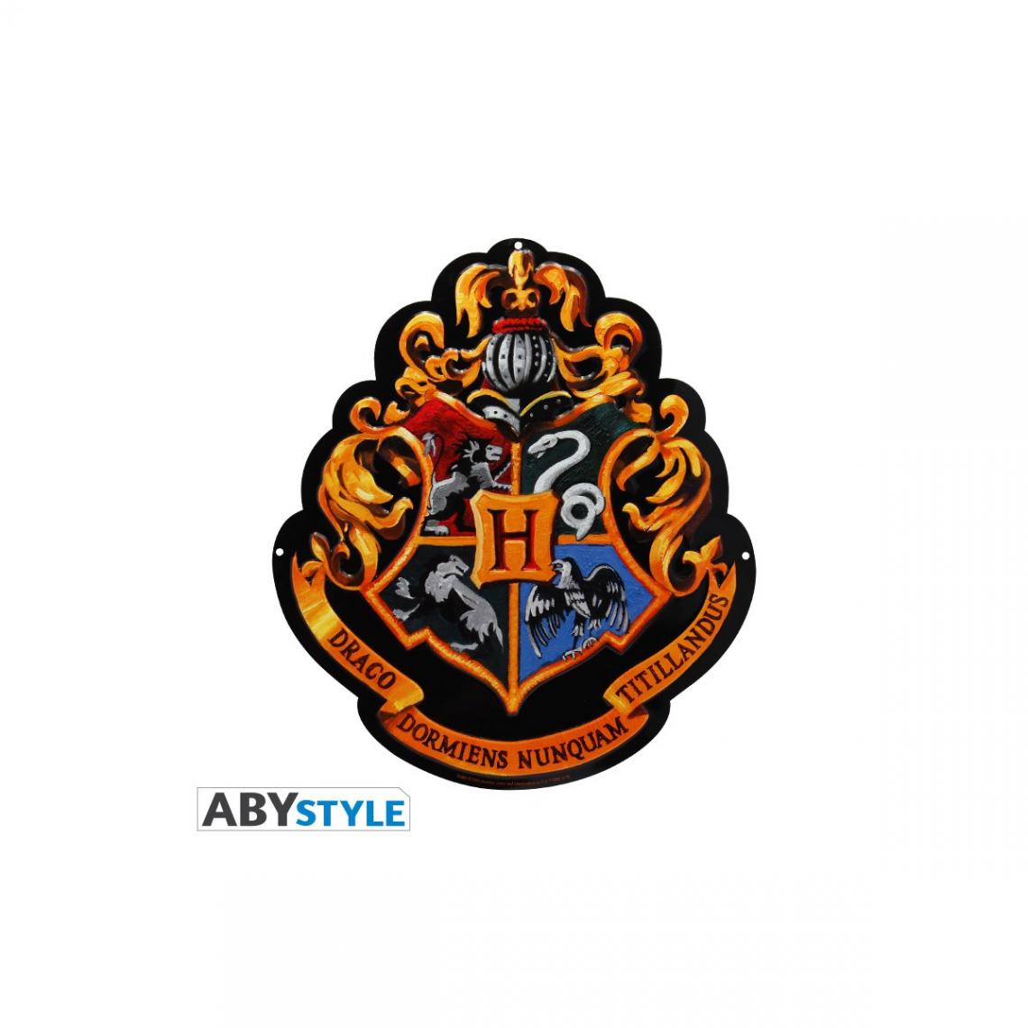 Abystyle - Harry Potter - Plaque métal Poudlard (28x32) - Stickers