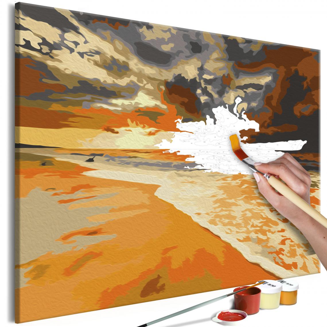 Decoshop26 - Tableau à peindre soi-même peinture par numéros motif Plage dorée 60x40 cm TPN110135 - Tableaux, peintures