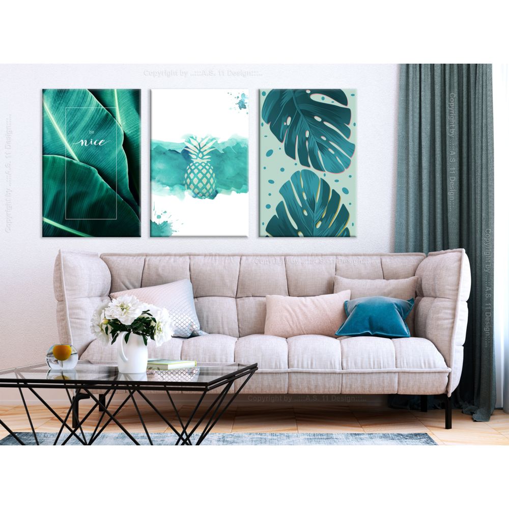 marque generique - 120x60 Tableau Arbres Paysages Admirable Intense Lagoon (3 Parts) - Tableaux, peintures