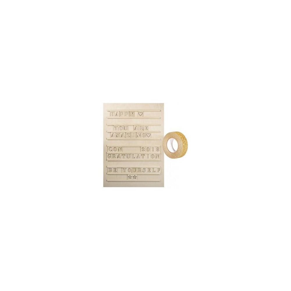 marque generique - Tableau à lettres Letterboard bois 30 x 42 cm + 96 lettres + masking tape doré à paillettes 5 m offert - Décorations de Noël