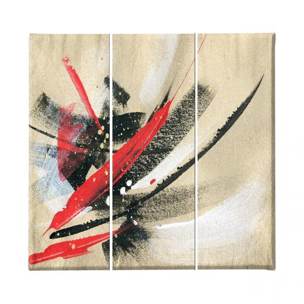 Homemania - HOMEMANIA Tableau Couleurs - 3 Pieces - Abstract - from Living Room, Room - Multicouleur en Polyester, Bois, 69 x 3 x 50 cm - Tableaux, peintures