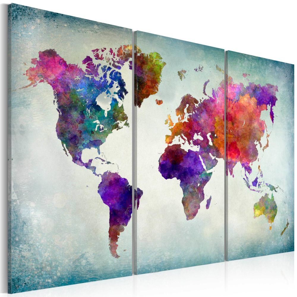 Bimago - Tableau - Monde coloré - Décoration, image, art | Cartes du monde | - Tableaux, peintures