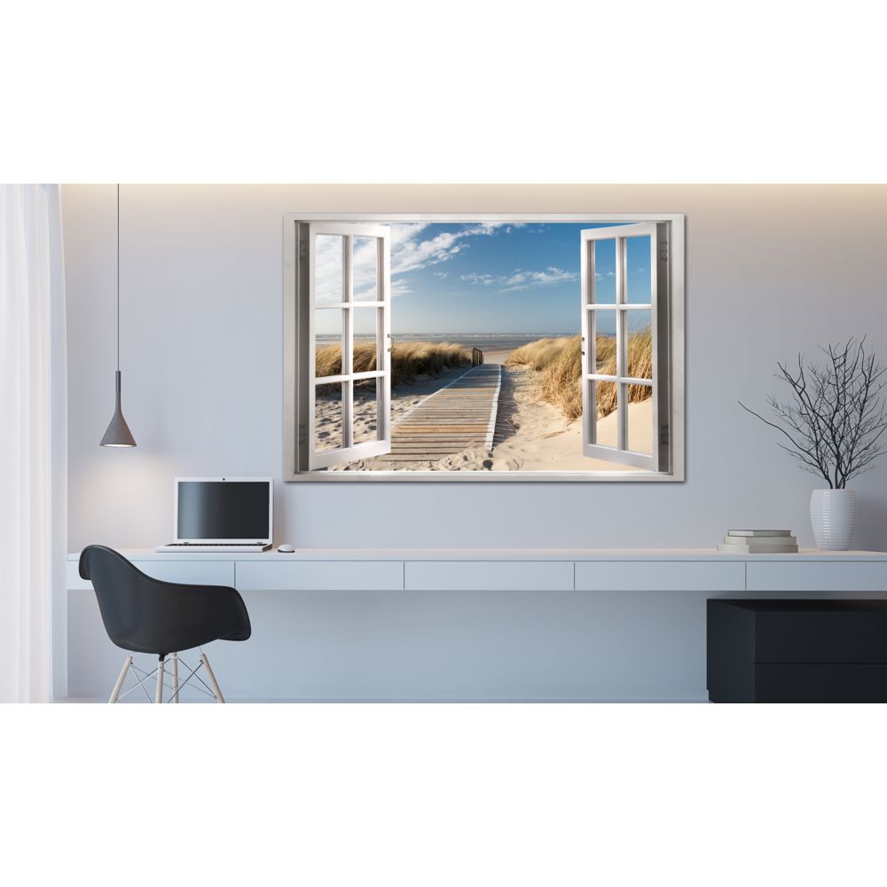 marque generique - 90x60 Tableau Paysage marin Paysages Joli Window: View of the Beach - Tableaux, peintures