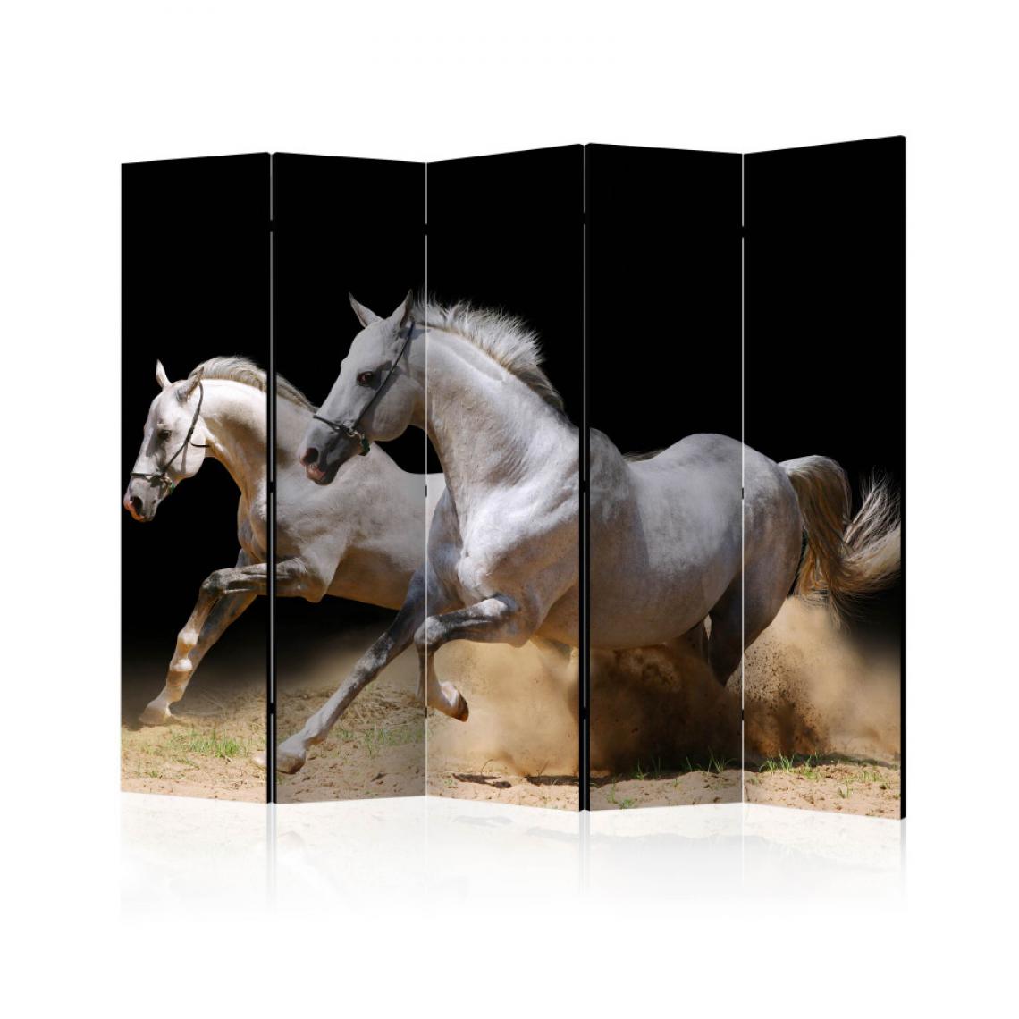 Artgeist - Paravent 5 volets - Galloping horses on the sand II [Room Dividers] 225x172 - Paravents