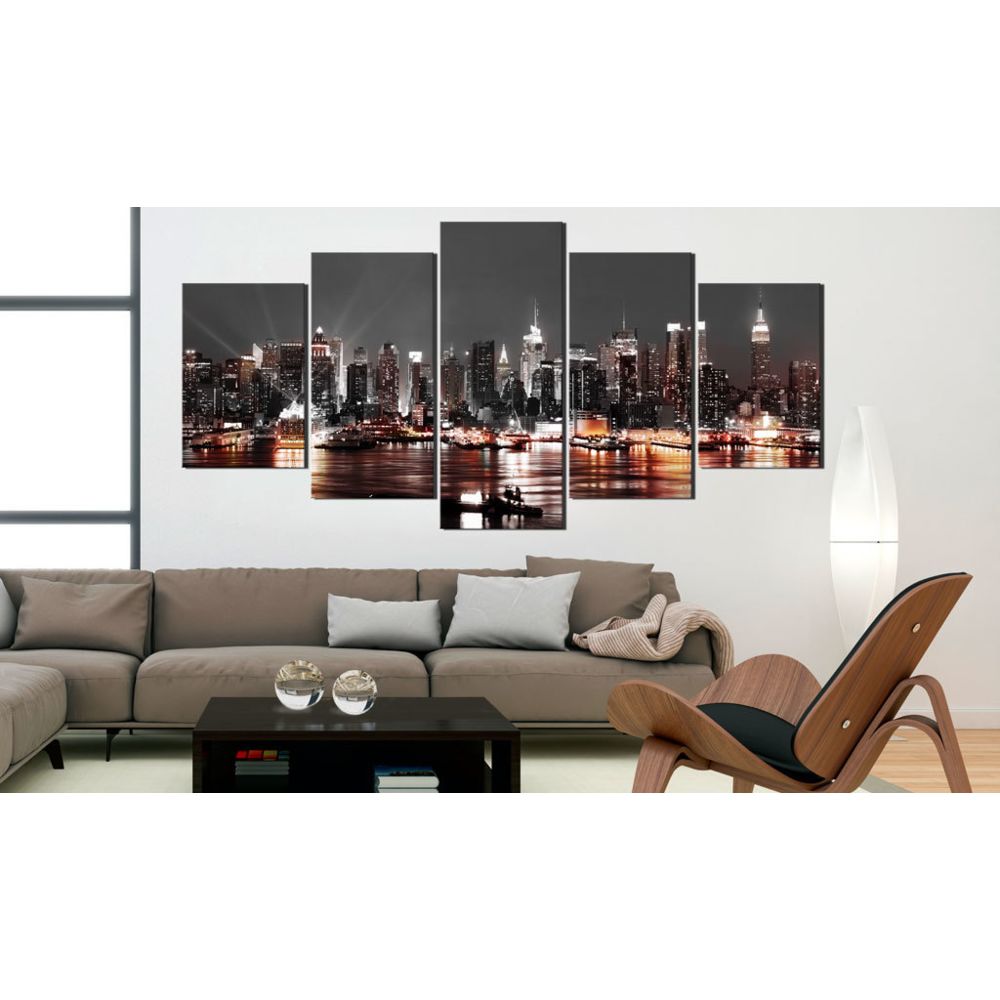 marque generique - 200x100 Tableau New York Villes Chic Grey city - Tableaux, peintures