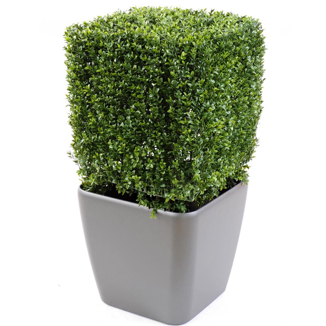 Pegane - Plante artificielle haute gamme Spécial extérieur, Buis carré artificiel couleur vert - Dim : 50 x 32 x 32 cm - Plantes et fleurs artificielles