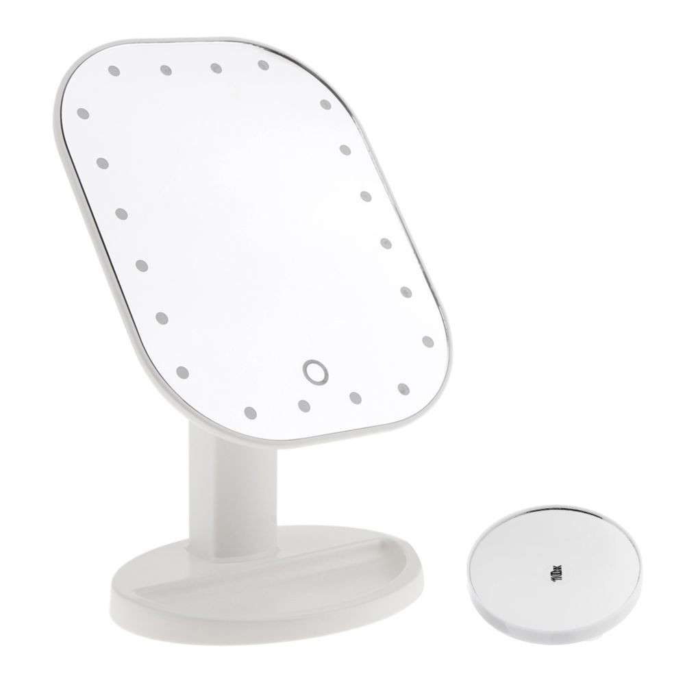 marque generique - led lumière tactile miroir cosmétique maquillage rasage loupe 10x miroir blanc - Miroirs