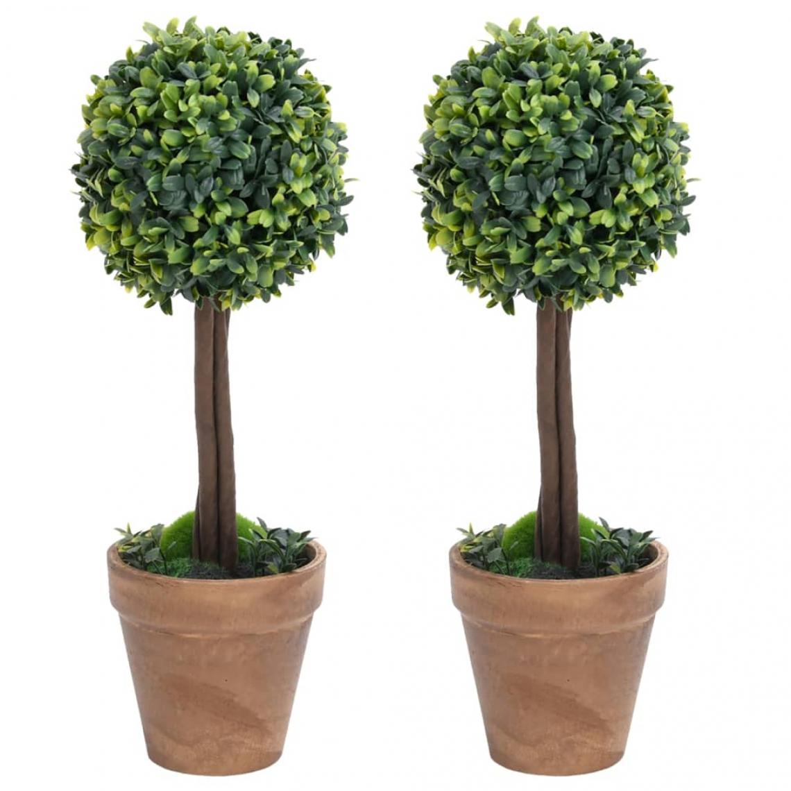 Vidaxl - vidaXL Plantes de buis artificiel 2 pcs avec pots Boule Vert 41 cm - Plantes et fleurs artificielles