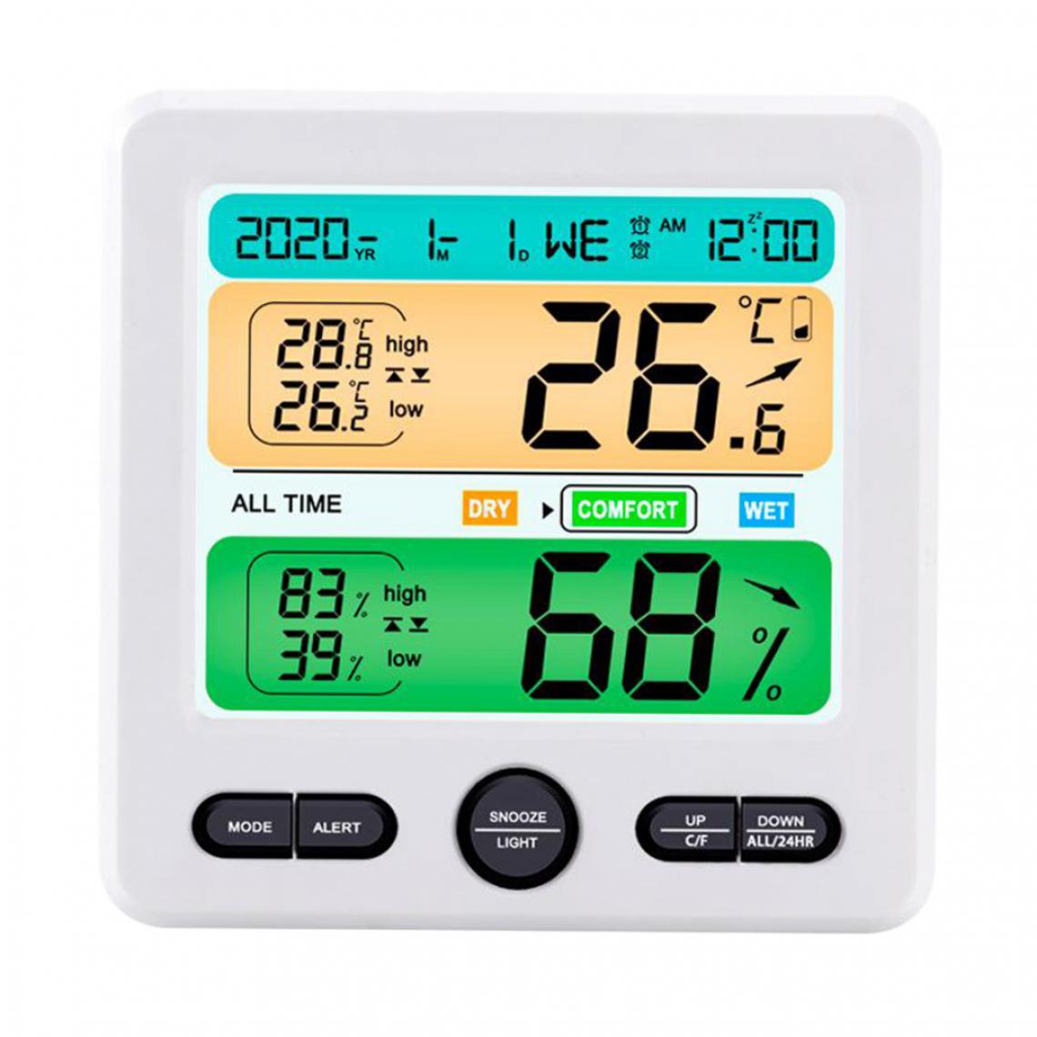 marque generique - Thermomètre Hygromètre Home Temp Jauge D'humidité Alarme Précise Noir - Objets déco