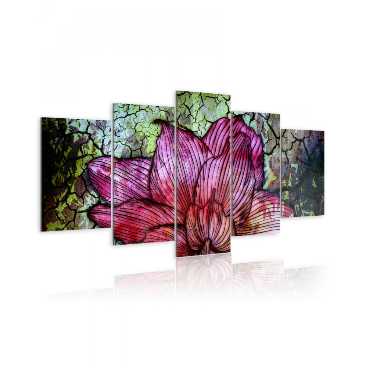 Artgeist - Tableau - Vitrail fleuri 200x100 - Tableaux, peintures