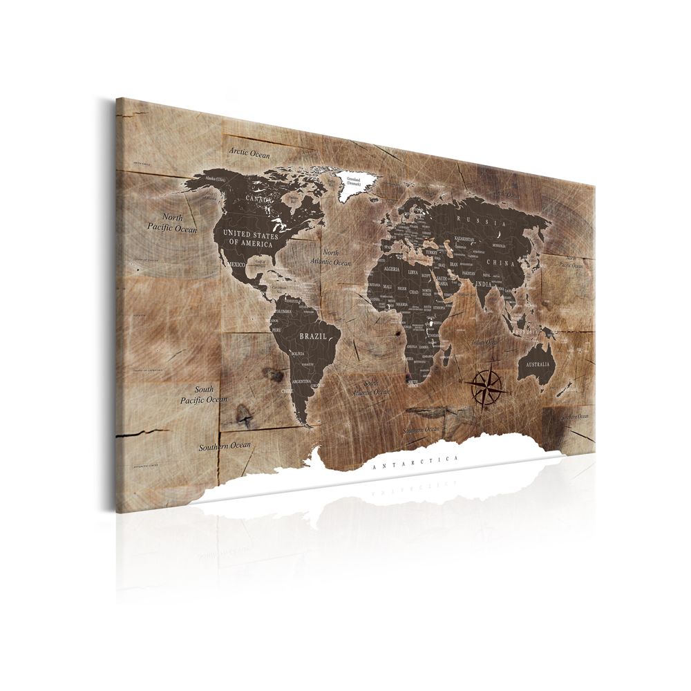 Pegane - Tableau World Map Wooden Mosaic - 60 x 40 cm - Tableaux, peintures