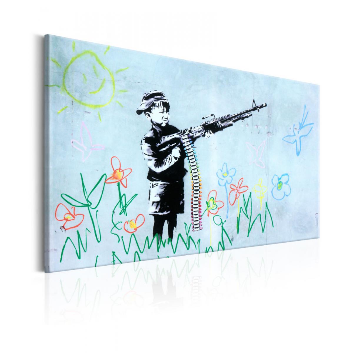 Artgeist - Tableau - Boy with Gun by Banksy 60x40 - Tableaux, peintures