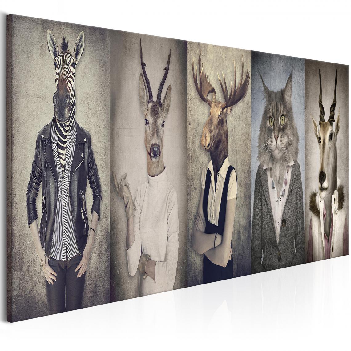 Decoshop26 - Tableau sur toile décoration murale image imprimée cadre en bois à suspendre Masques d'animaux 150x50 cm 11_0003556 - Tableaux, peintures