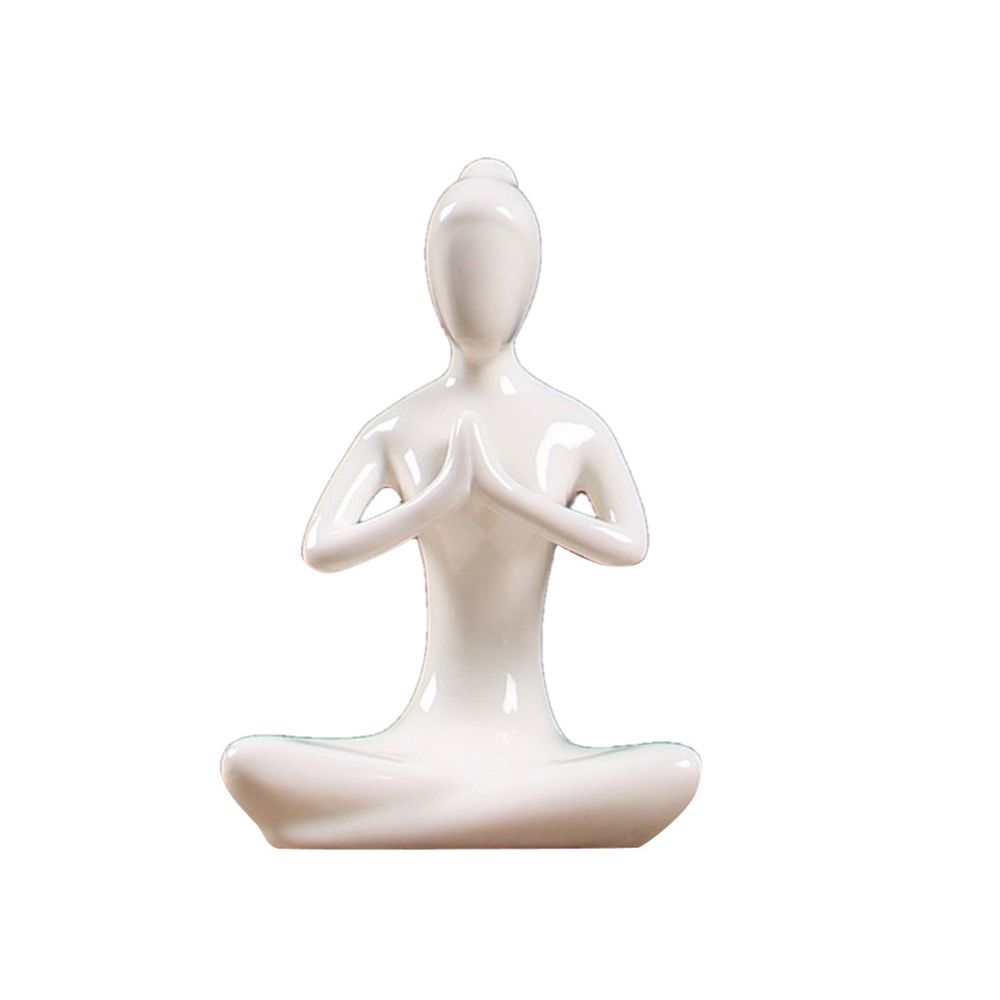 marque generique - céramique yoga figure ornement statue sculpture zen jardin maison bureau décor 02 - Objets déco