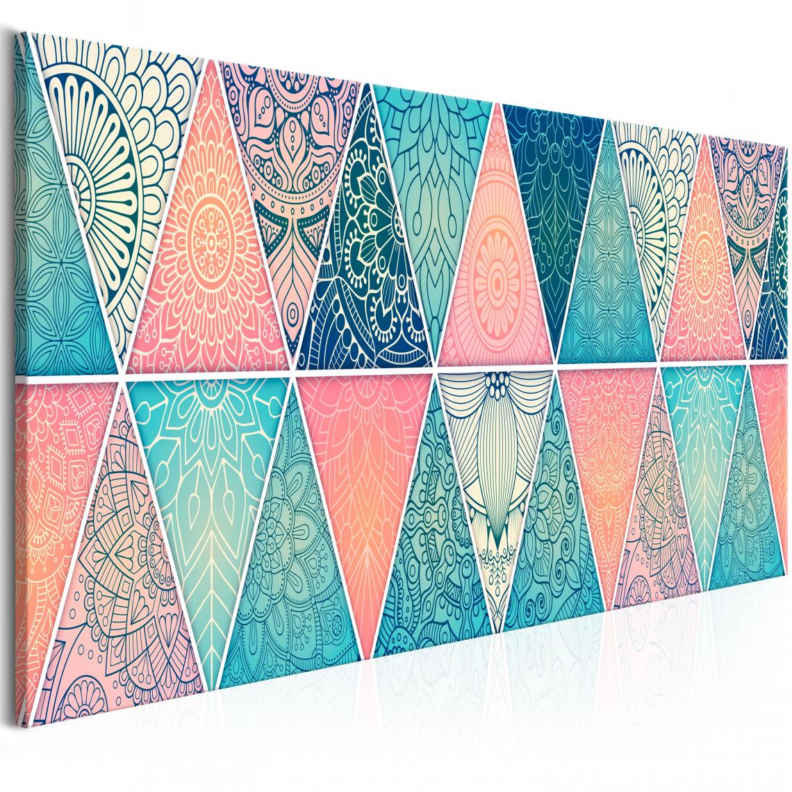 Decoshop26 - Tableau sur toile décoration murale image imprimée cadre en bois à suspendre Triangles orientaux (1 partie) Étroit 150x50 cm 11_0009232 - Tableaux, peintures