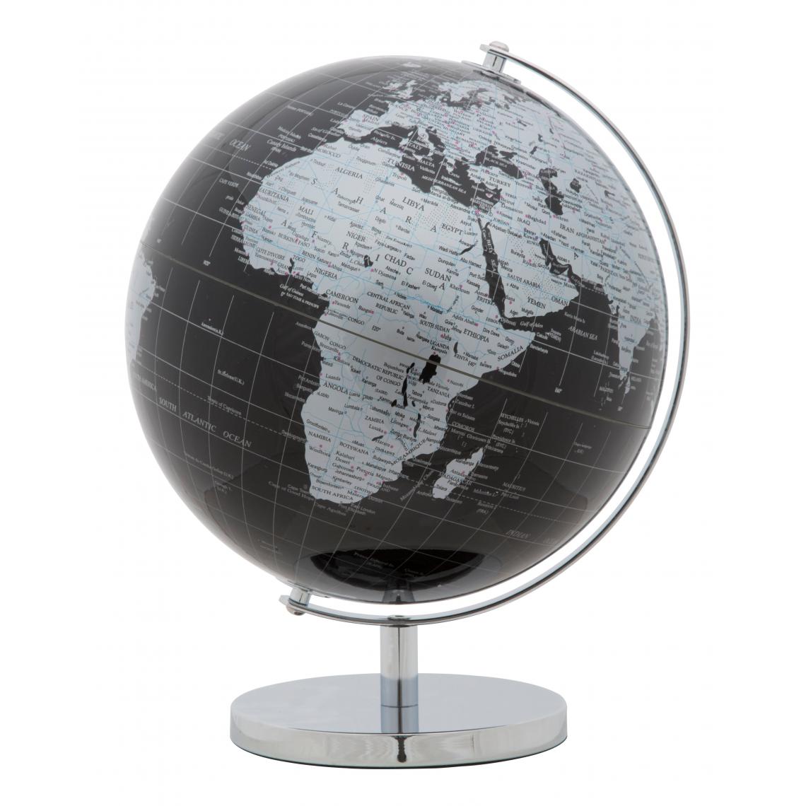 Alter - Globe décoratif, Plastique et Fer, Couleur Noir, Dimensions : 25 x 25 x 34 cm - Objets déco