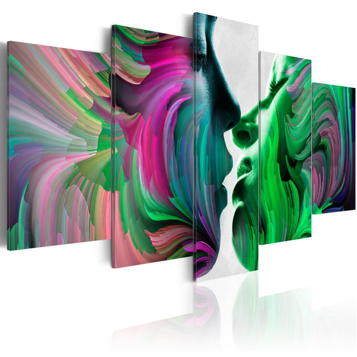 Decoshop26 - Tableau sur toile en 5 panneaux décoration murale image imprimée cadre en bois à suspendre Couleurs de l'amour 200x100 cm 11_0000603 - Tableaux, peintures