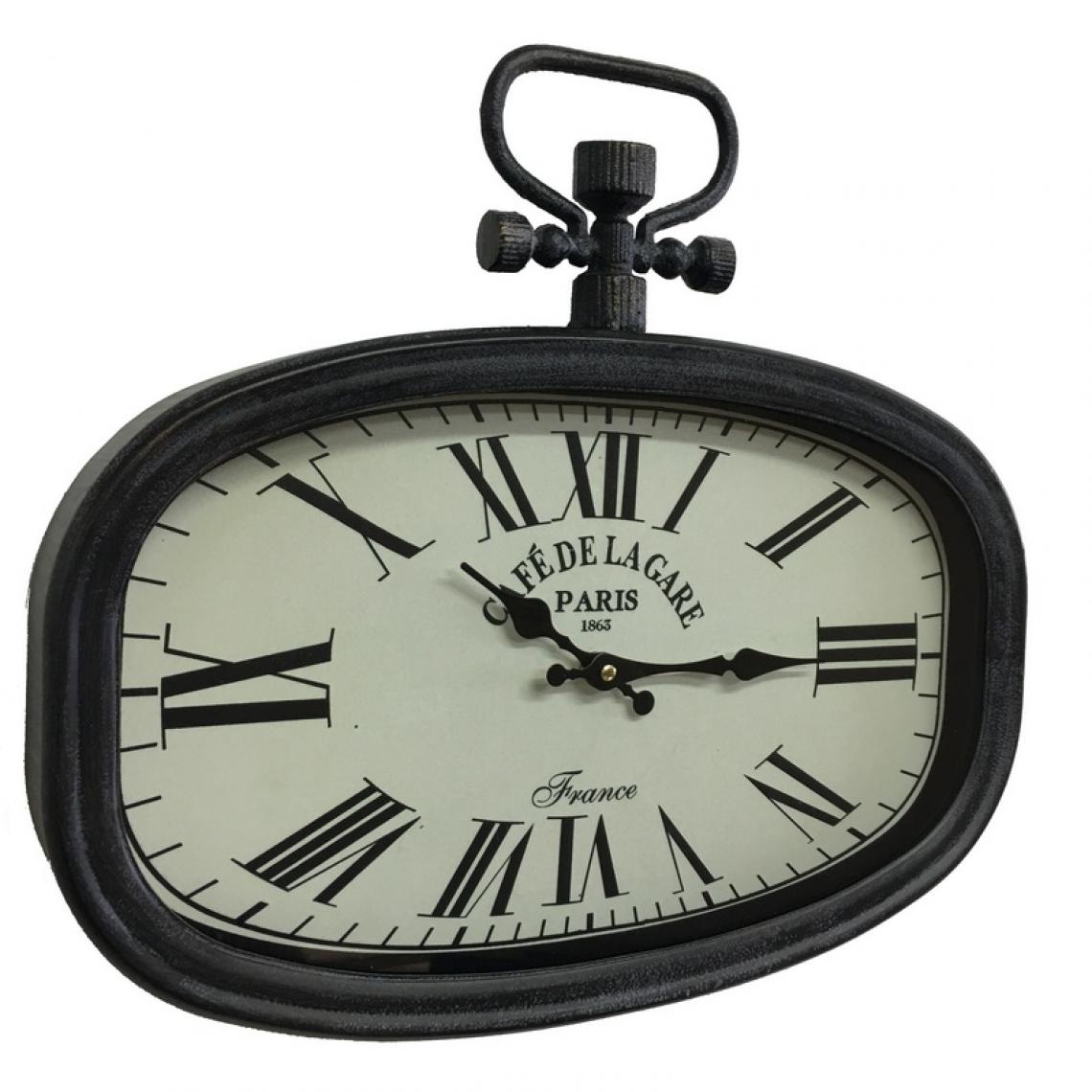 L'Originale Deco - Horloge de Gare Murale Horloge Industrielle Gousset Fer Verre 45 cm x 40 cm - Horloges, pendules
