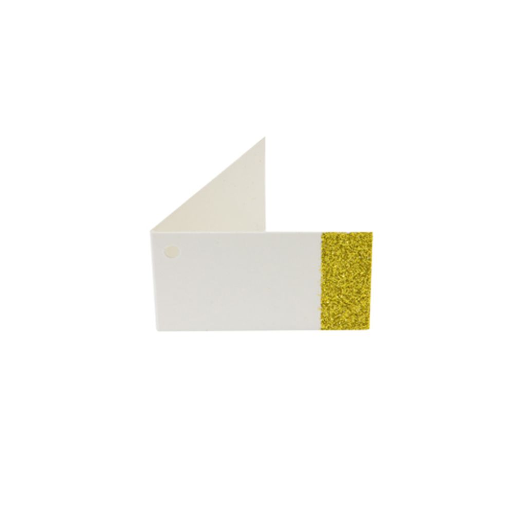 Visiodirect - Lot de 6 Étiquettes unies pailletées doré - 9 x 2,5 cm - Décorations de Noël