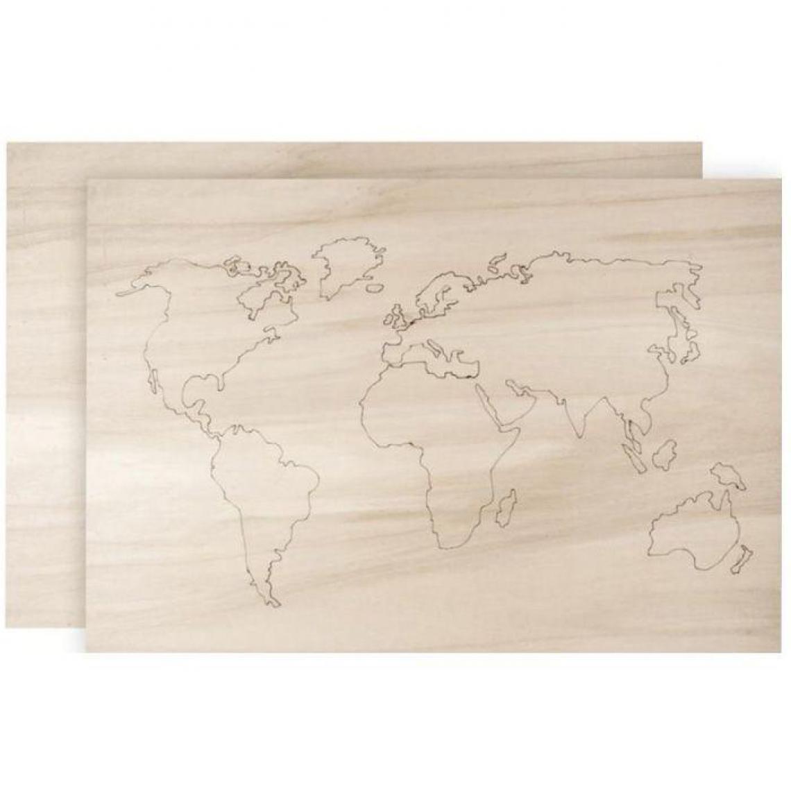 Rayher - Mappemonde en bois à décorer 42 x 29,7 cm - Objets déco