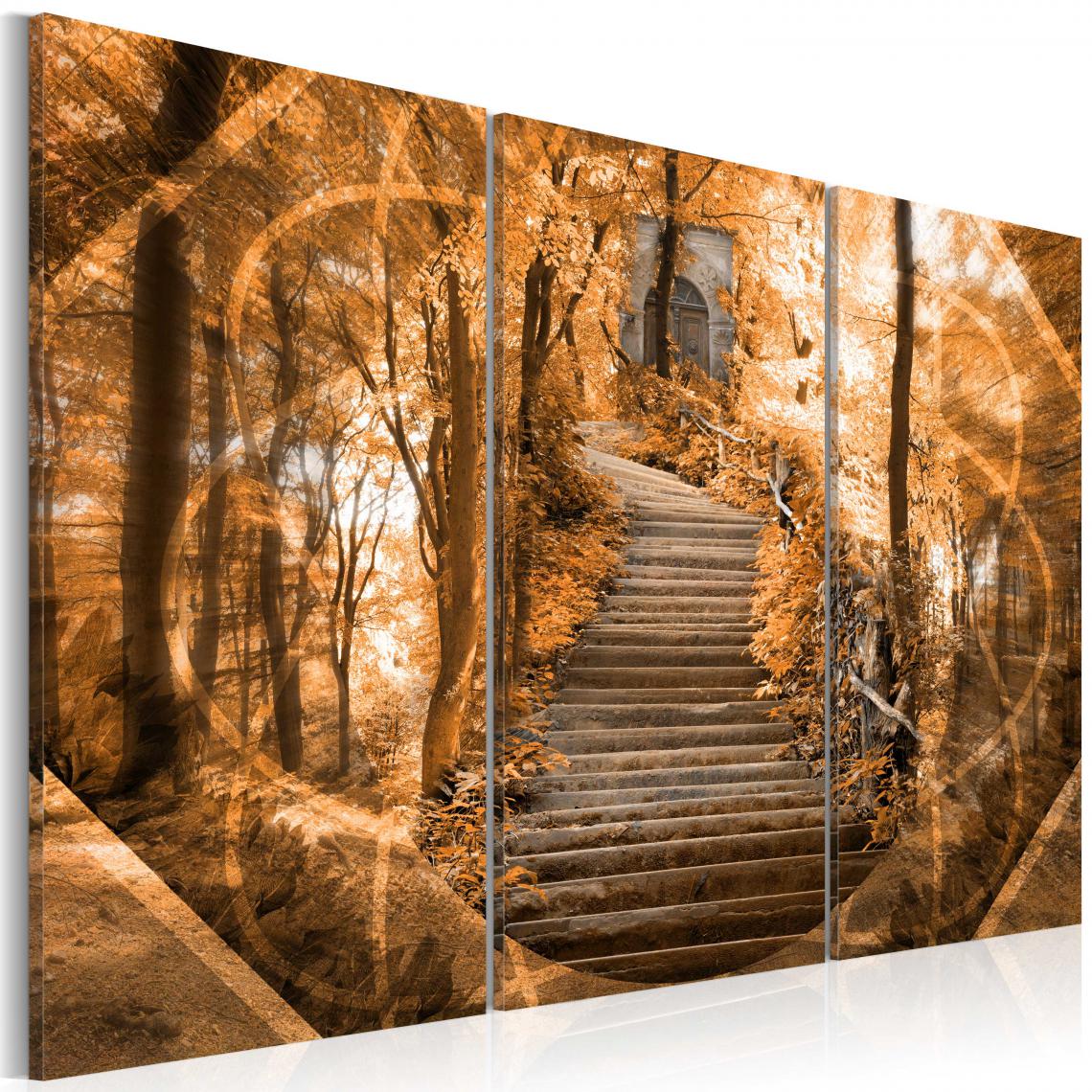 Decoshop26 - Tableau sur toile en 3 panneaux décoration murale image imprimée cadre en bois à suspendre Escalier vers le ciel 120x80 cm 11_0002085 - Tableaux, peintures