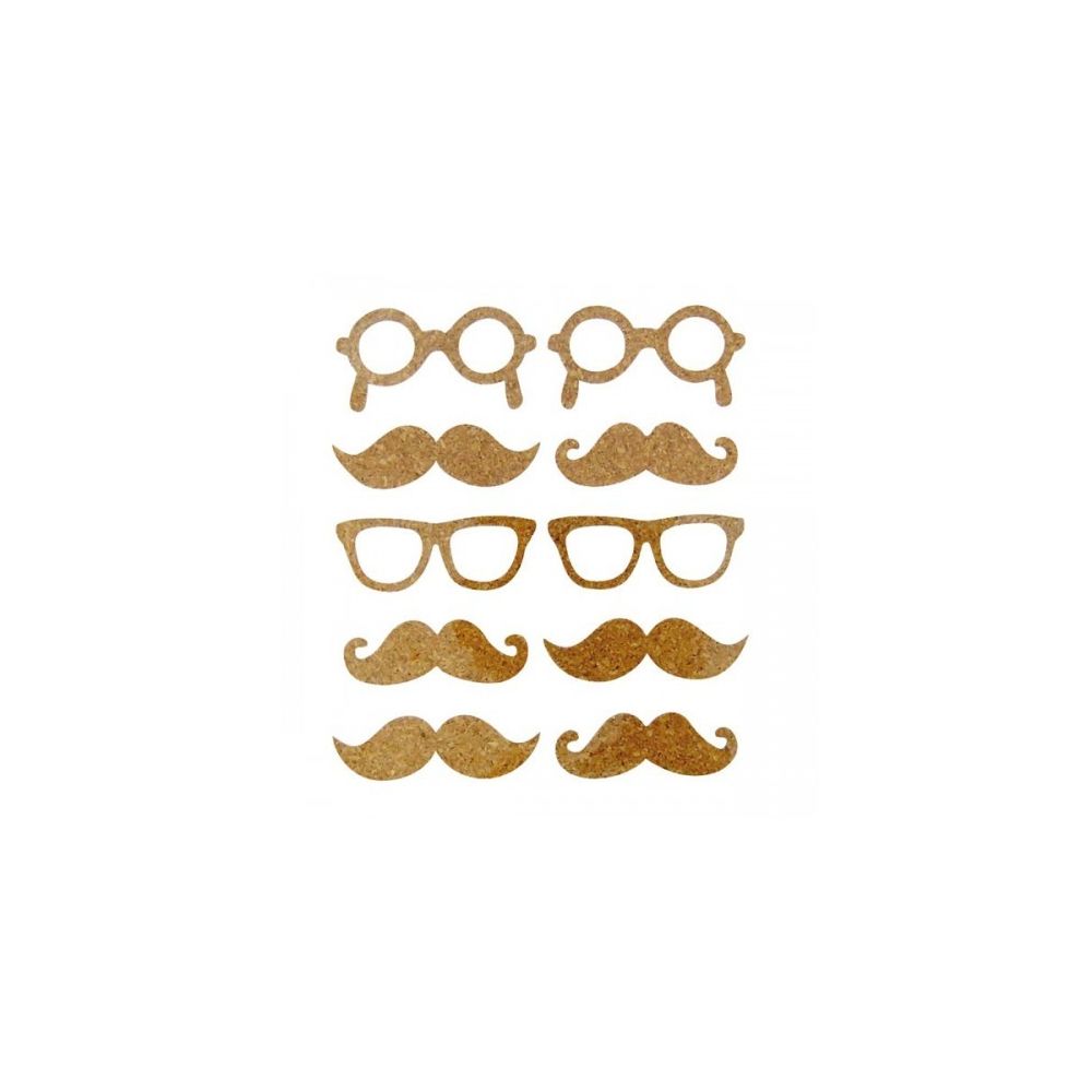 Graines Creatives - 10 Stickers en liège - moustache - Décorations de Noël