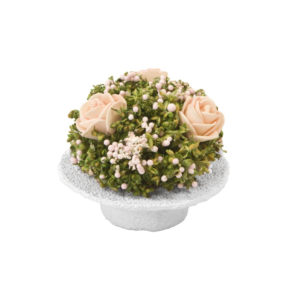 Visiodirect - Chapeau garni de fleurs séchées et rosettes rose - 7,5 cm - Objets déco