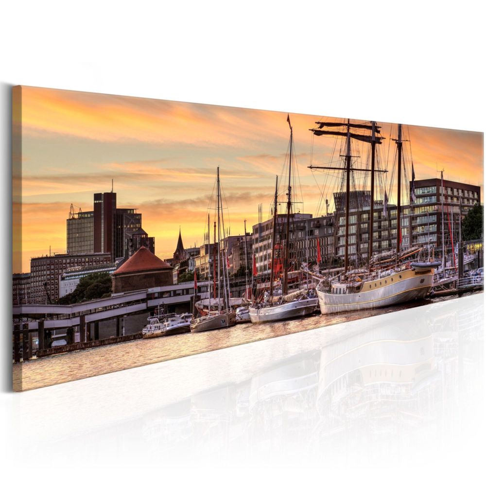 Artgeist - Tableau - Port in Hamburg 120x40 - Tableaux, peintures