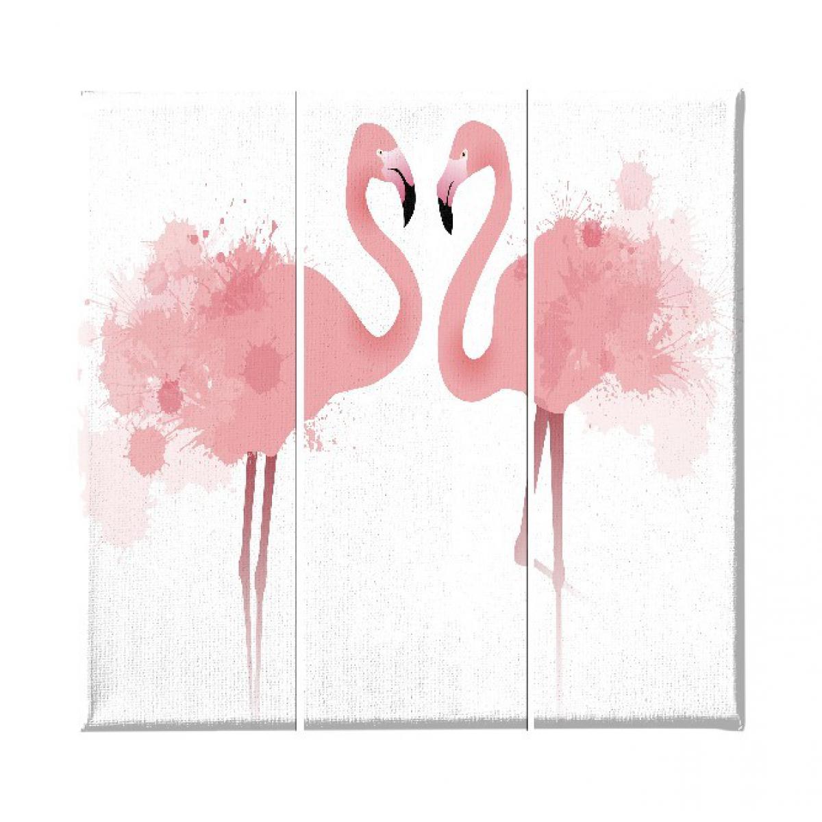 Homemania - HOMEMANIA Tableau Flamingo - 3 pièces - Animaux - du salon, de la chambre - Multicouleur en Polyester, Bois, 69 x 3 x 50 cm - Tableaux, peintures