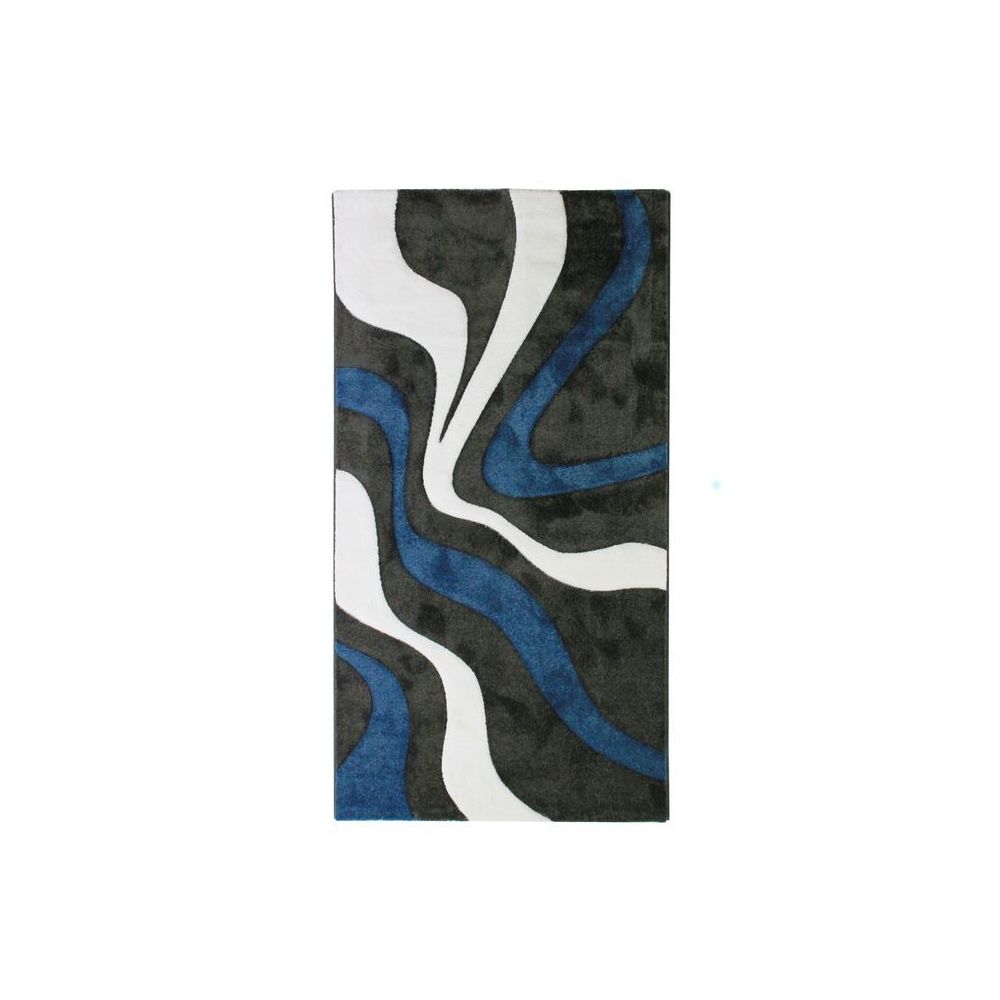 Mon Beau Tapis - RUBY VAGUES - Tapis à motifs vagues bleu 80x150 - Tapis