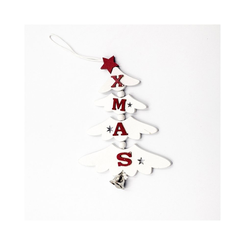 Wewoo - 2 pcs noël en bois peint pendentif décoratif arbre de créatif lettre cloche décoration blanc - Décorations de Noël