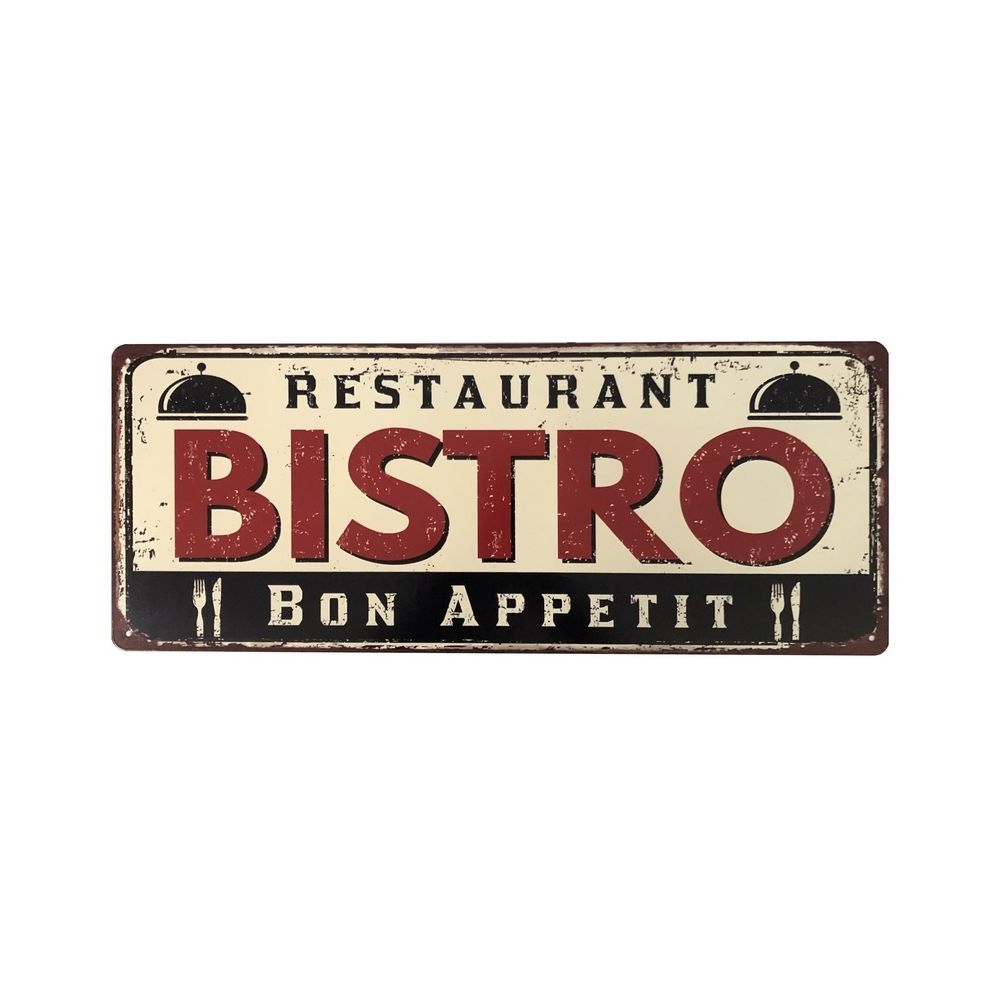 L'Originale Deco - Plaque Pub en Métal Murale Restaurant Bistro Deco Cuisine 50 cm x 20 cm - Objets déco