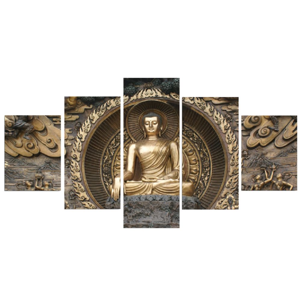 marque generique - 5 panneaux Bouddha statue peinture sur toile impressions sur toile photo décoration murale l - Affiches, posters