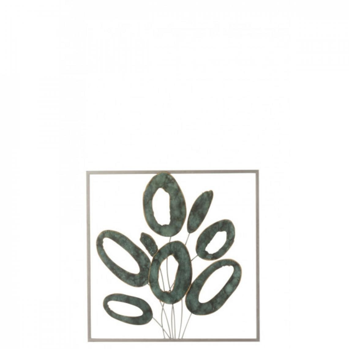 Dansmamaison - Decoration Murale Carre Ovales Ouvert Metal Or/Vert - L 50 x l 50 x H 6 cm - Objets déco