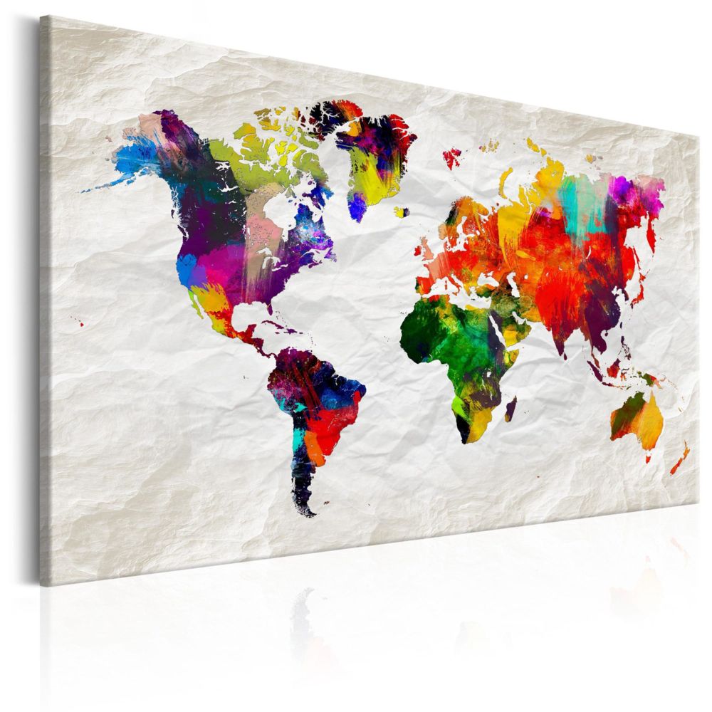Artgeist - Tableau - World Map: Rainbow Madness 120x80 - Tableaux, peintures