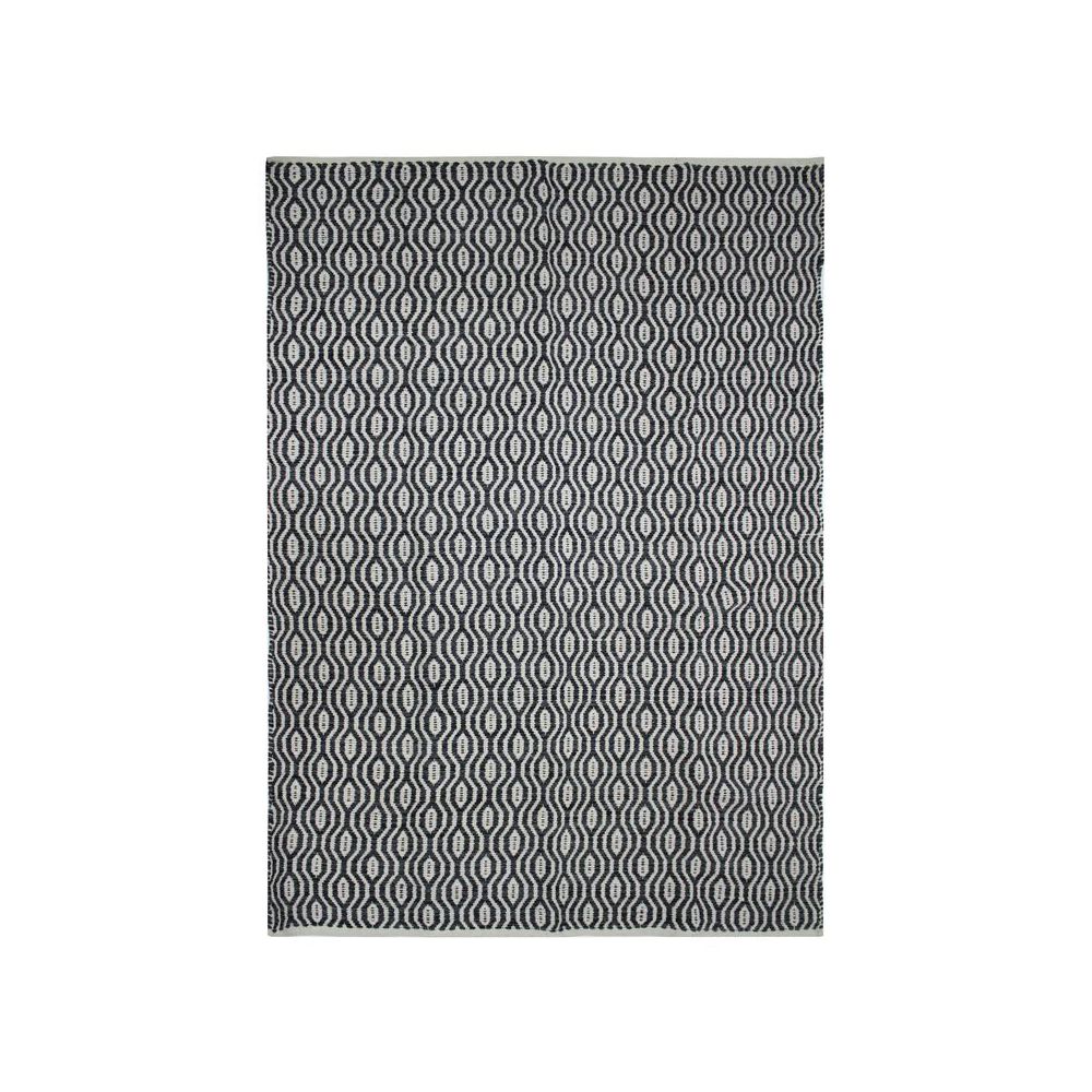 Thedecofactory - TERRA COTTON GÉO - Tapis 100% coton géométrique écru-noir 160x230 - Tapis