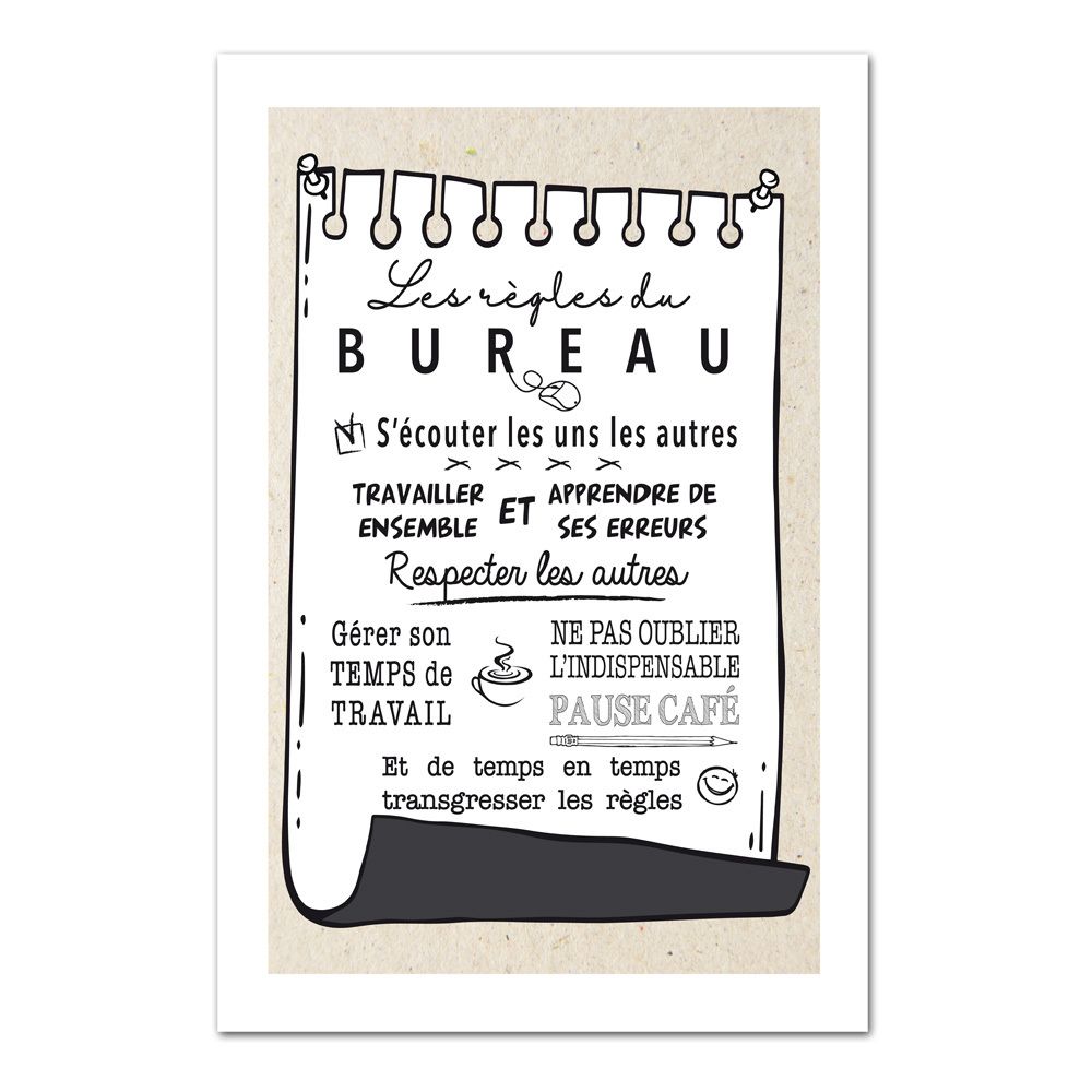 Adzif Biz - Poster Les Règles du Bureau - Dimensions 13 x 18 cm - Papier Brillant - Affiches, posters