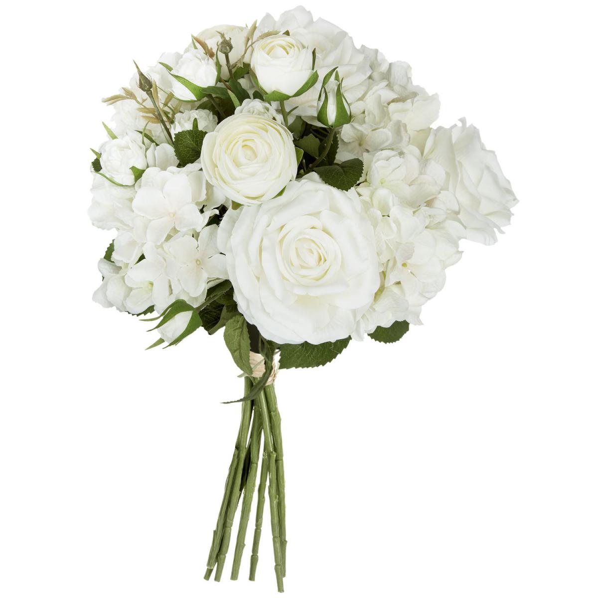 Atmosphera, Createur D'Interieur - Bouquet artificiel de 18 Fleurs - H. 50 cm - Blanc - Plantes et fleurs artificielles