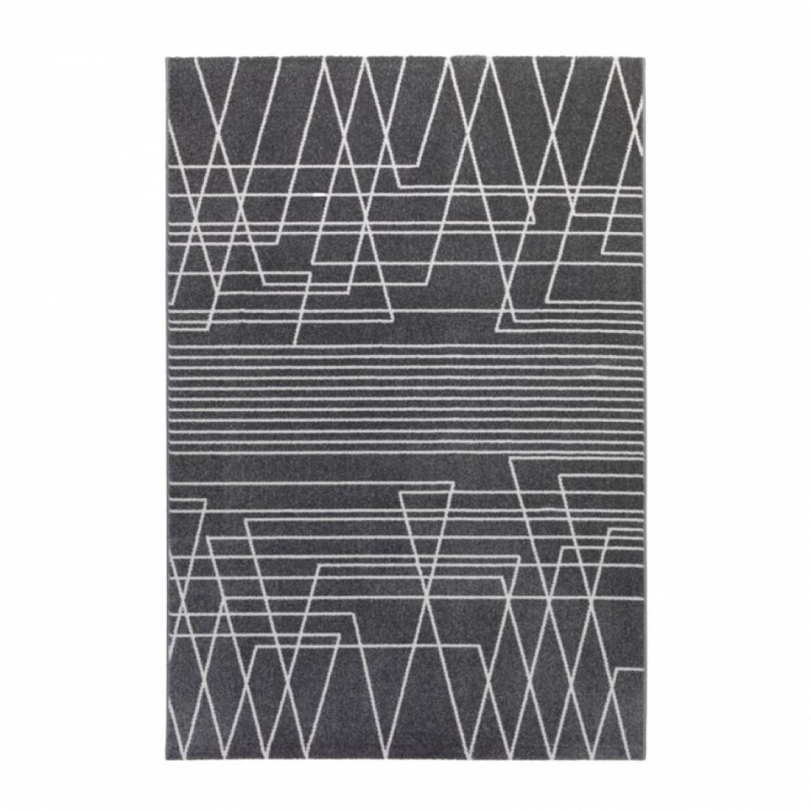 Wmd - Tapis gris noir rectangulaire design géométrique moderne Milano GRI016, Taille: 80 x 150 - Tapis