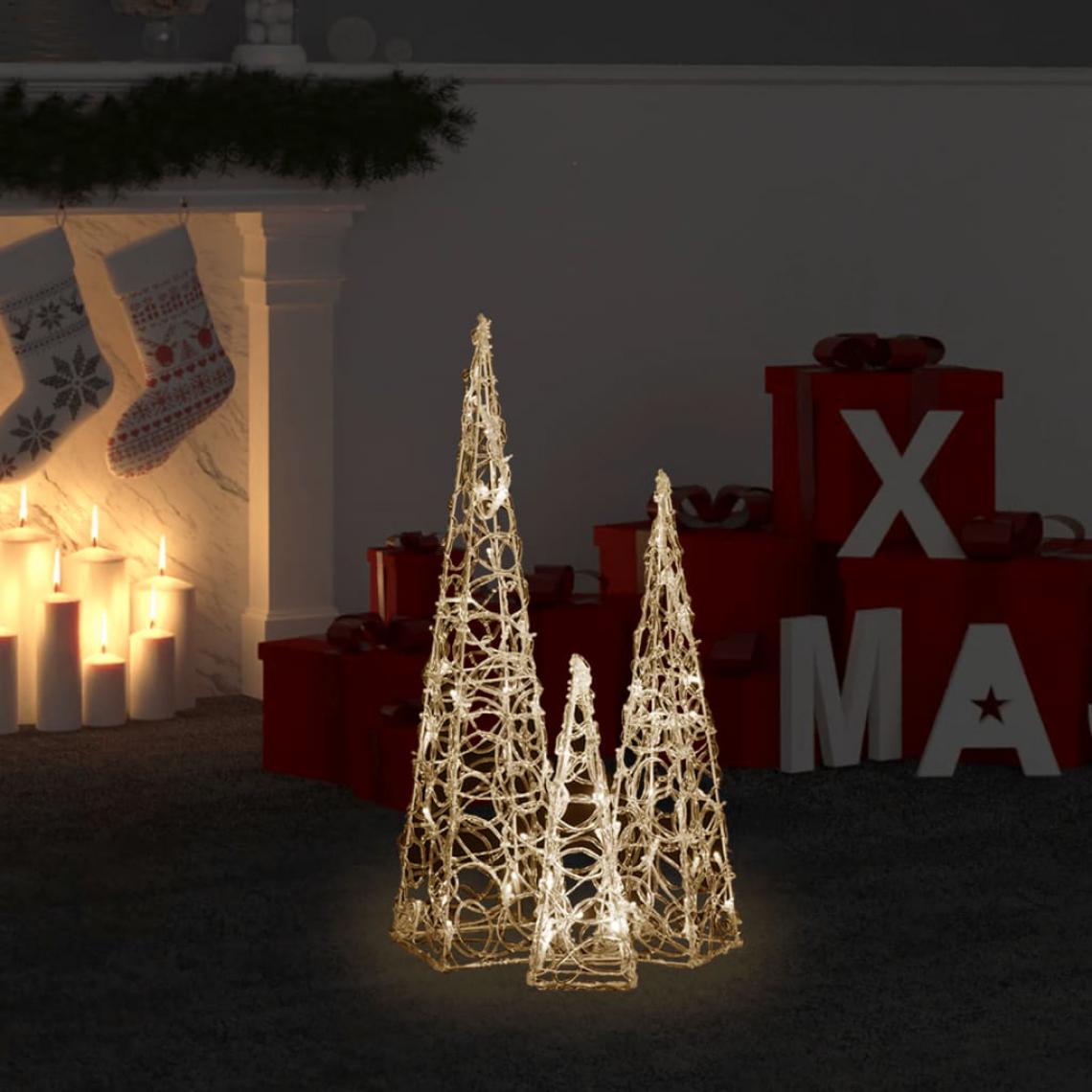 Vidaxl - vidaXL Jeu de cônes lumineux à LED Acrylique Blanc chaud 30/45/60 cm - Décorations de Noël