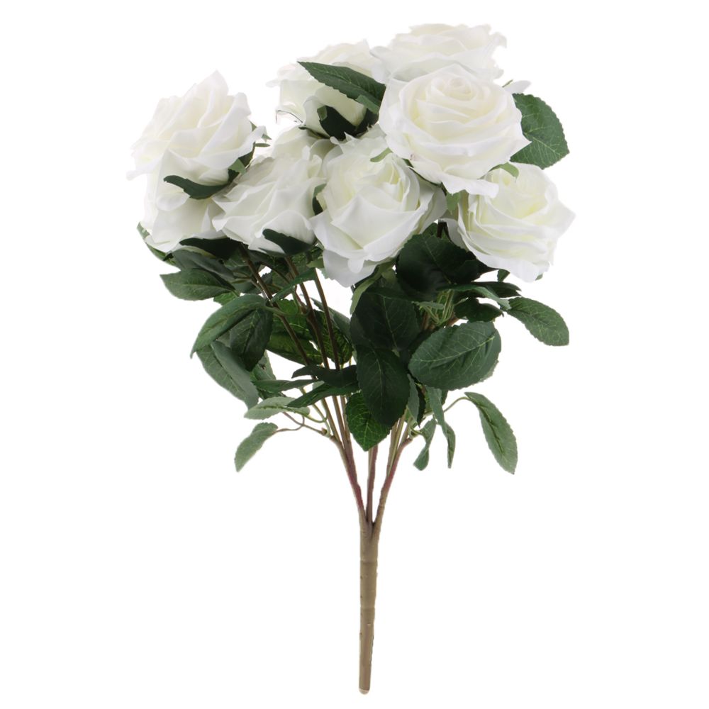 marque generique - artificielle française rose fleur bouquet mariage maison floral décor blanc - Plantes et fleurs artificielles