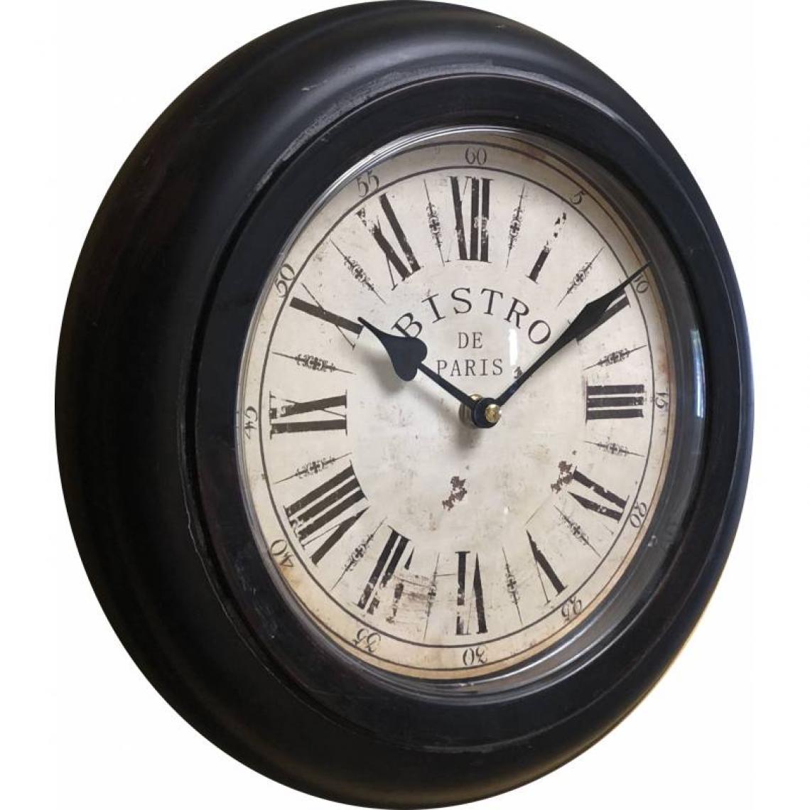 L'Héritier Du Temps - Horloge Murale en Métal avec Vitre en Plexiglass Pendule Bistro de Paris 4x32x32cm - Horloges, pendules